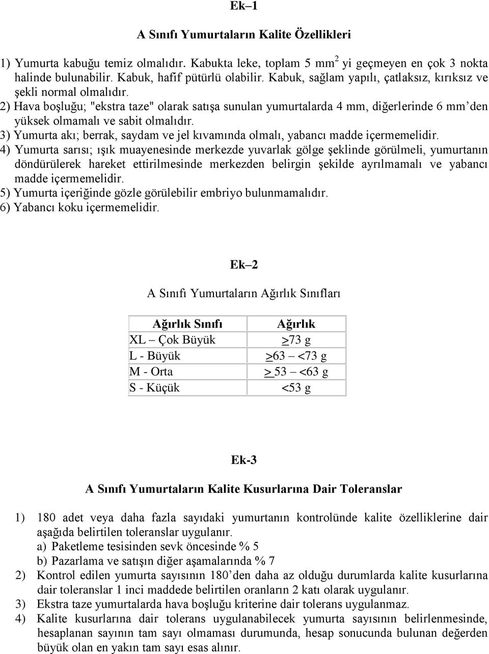 3) Yumurta akı; berrak, saydam ve jel kıvamında olmalı, yabancı madde içermemelidir.