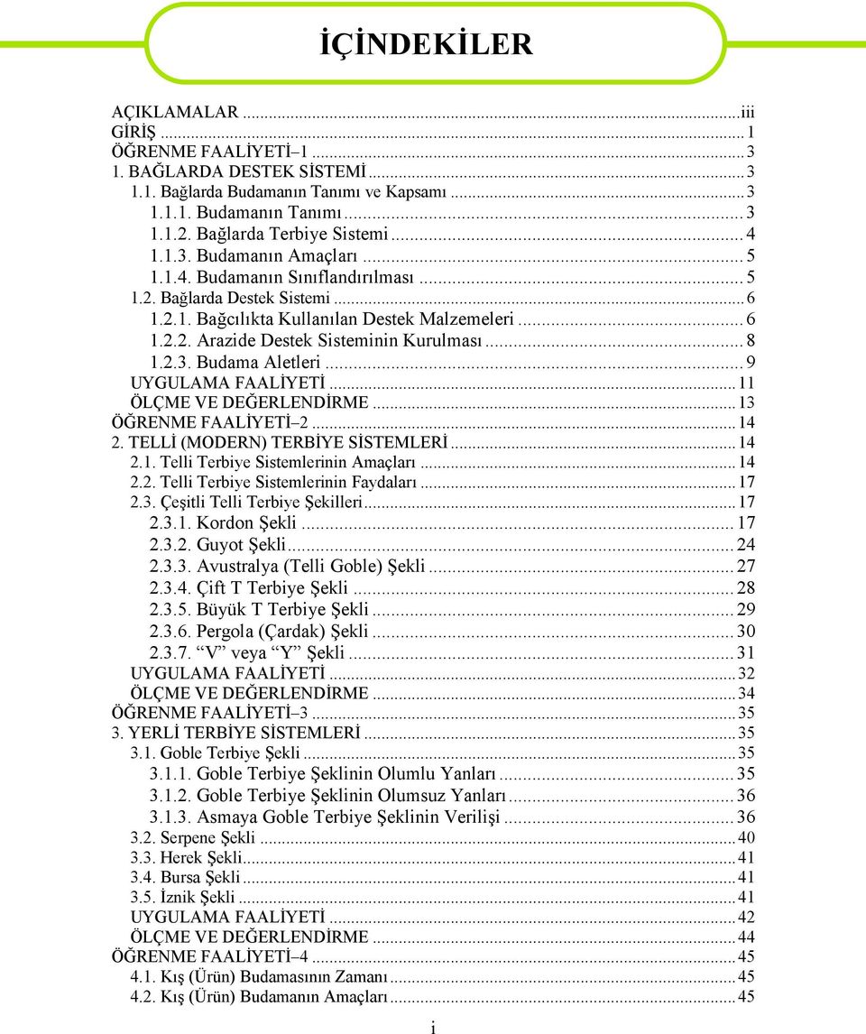 .. 8 1.2.3. Budama Aletleri... 9 UYGULAMA FAALİYETİ...11 ÖLÇME VE DEĞERLENDİRME...13 ÖĞRENME FAALİYETİ 2...14 2. TELLİ (MODERN) TERBİYE SİSTEMLERİ...14 2.1. Telli Terbiye Sistemlerinin Amaçları...14 2.2. Telli Terbiye Sistemlerinin Faydaları.