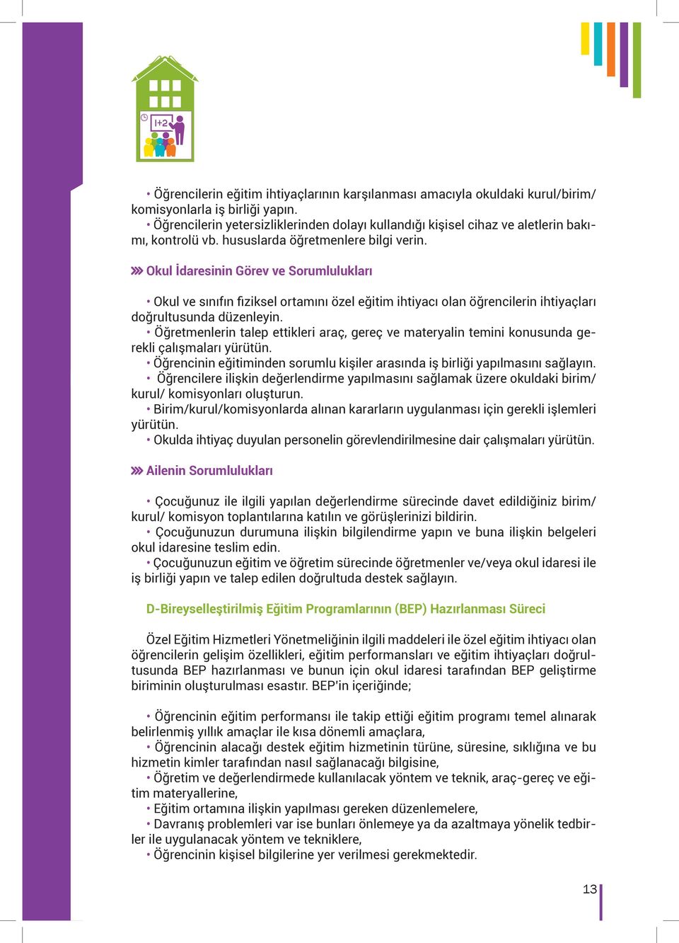 Okul İdaresinin Görev ve Sorumlulukları Okul ve sınıfın fiziksel ortamını özel eğitim ihtiyacı olan öğrencilerin ihtiyaçları doğrultusunda düzenleyin.