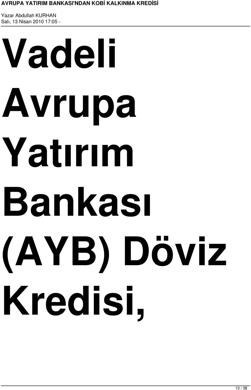 Bankası (AYB)