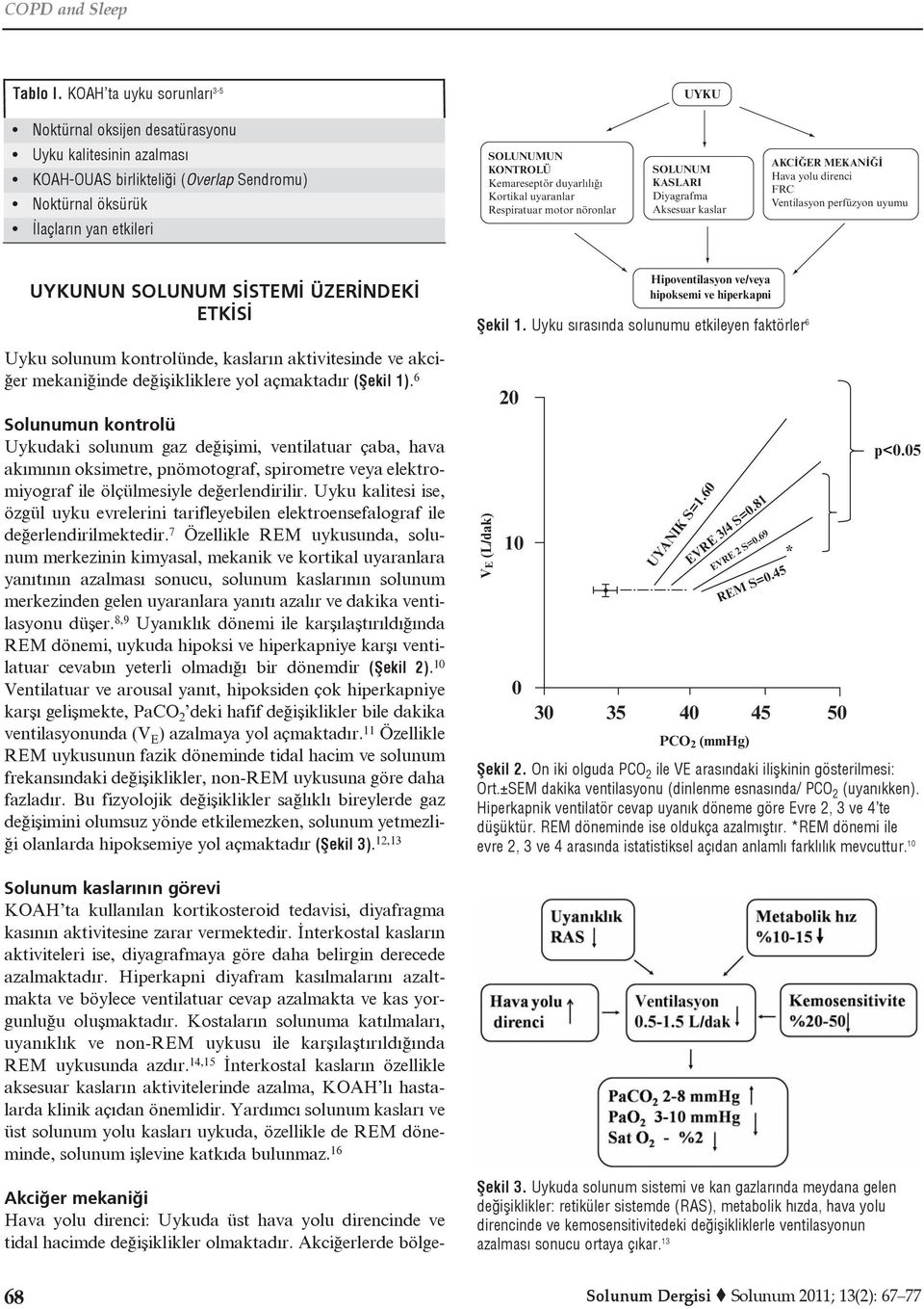 Kemareseptör duyarlılığı Kortikal uyaranlar Respiratuar motor nöronlar SOLUNUM KASLARI Diyagrafma Aksesuar kaslar AKCİĞER MEKANİĞİ Hava yolu direnci FRC Ventilasyon perfüzyon uyumu UYKUNUN SOLUNUM