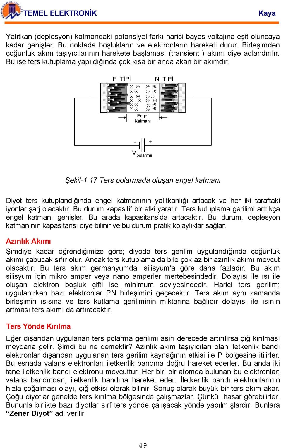 P TİPİ + + + + + + + + + + + + Engel Katmanı N TİPİ + V polarma Şekil1.