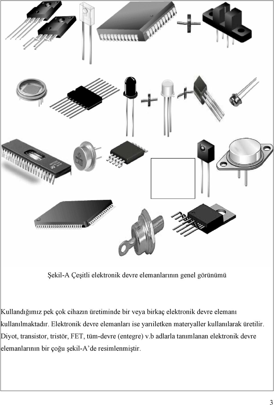 Elektronik devre elemanları ise yarıiletken materyaller kullanılarak üretilir.