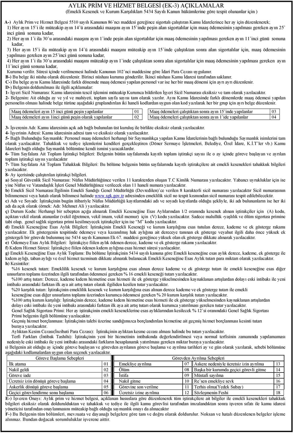 ödemesinin yapılması gereken ayın 25 inci günü sonuna kadar, 2) Her ayın 1 i ila 30 u arasındaki maaşını ayın 1 inde peşin alan sigortalılar için maaş ödemesinin yapılması gereken ayın 11 inci günü