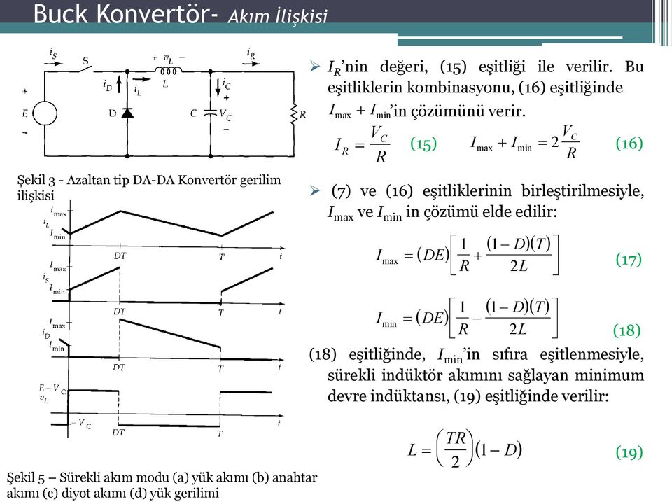 V V (15) (16) R max min 2 R R (7) ve (16) eşitliklerinin birleştirilmesiyle, max ve min in çözümü elde edilir: 1 1 DT DE R max 2 (17) 1 DE 1 D T min