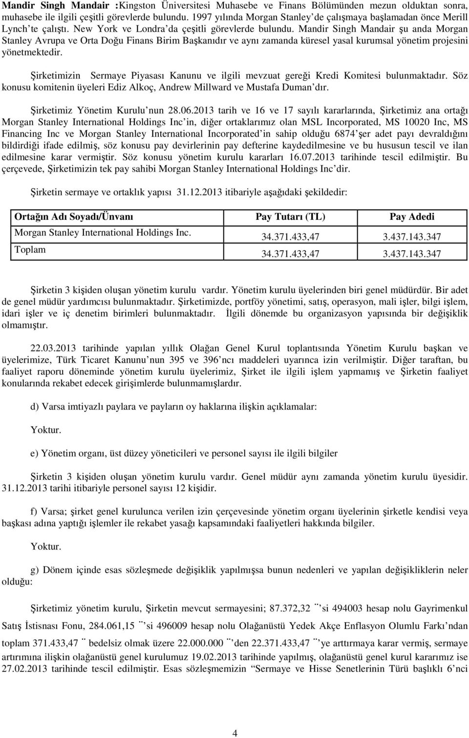 Mandir Singh Mandair şu anda Morgan Stanley Avrupa ve Orta Doğu Finans Birim Başkanıdır ve aynı zamanda küresel yasal kurumsal yönetim projesini yönetmektedir.