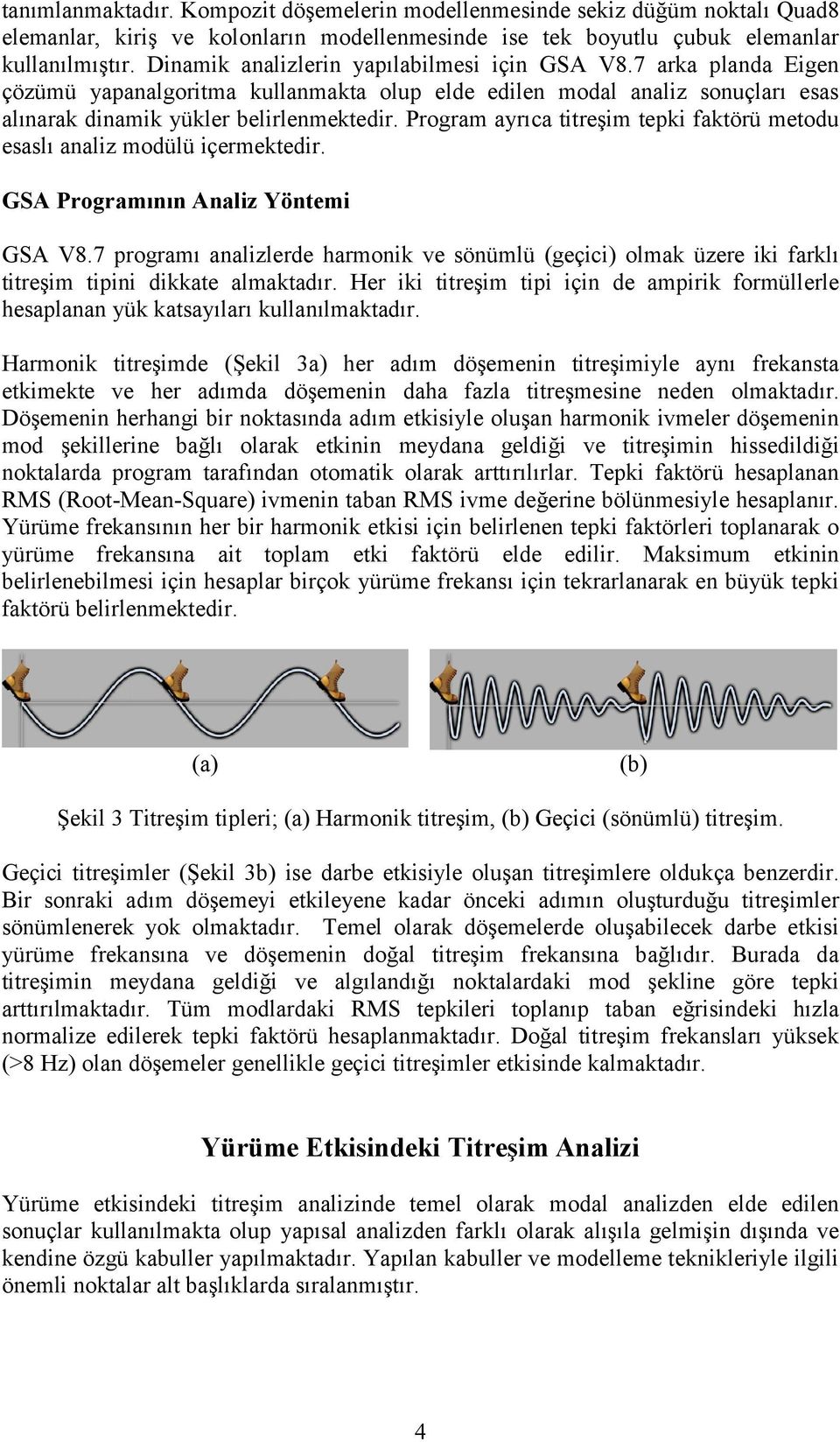 Program ayrıca titreşim tepki faktörü metodu esaslı analiz modülü içermektedir. GSA Programının Analiz Yöntemi GSA V8.