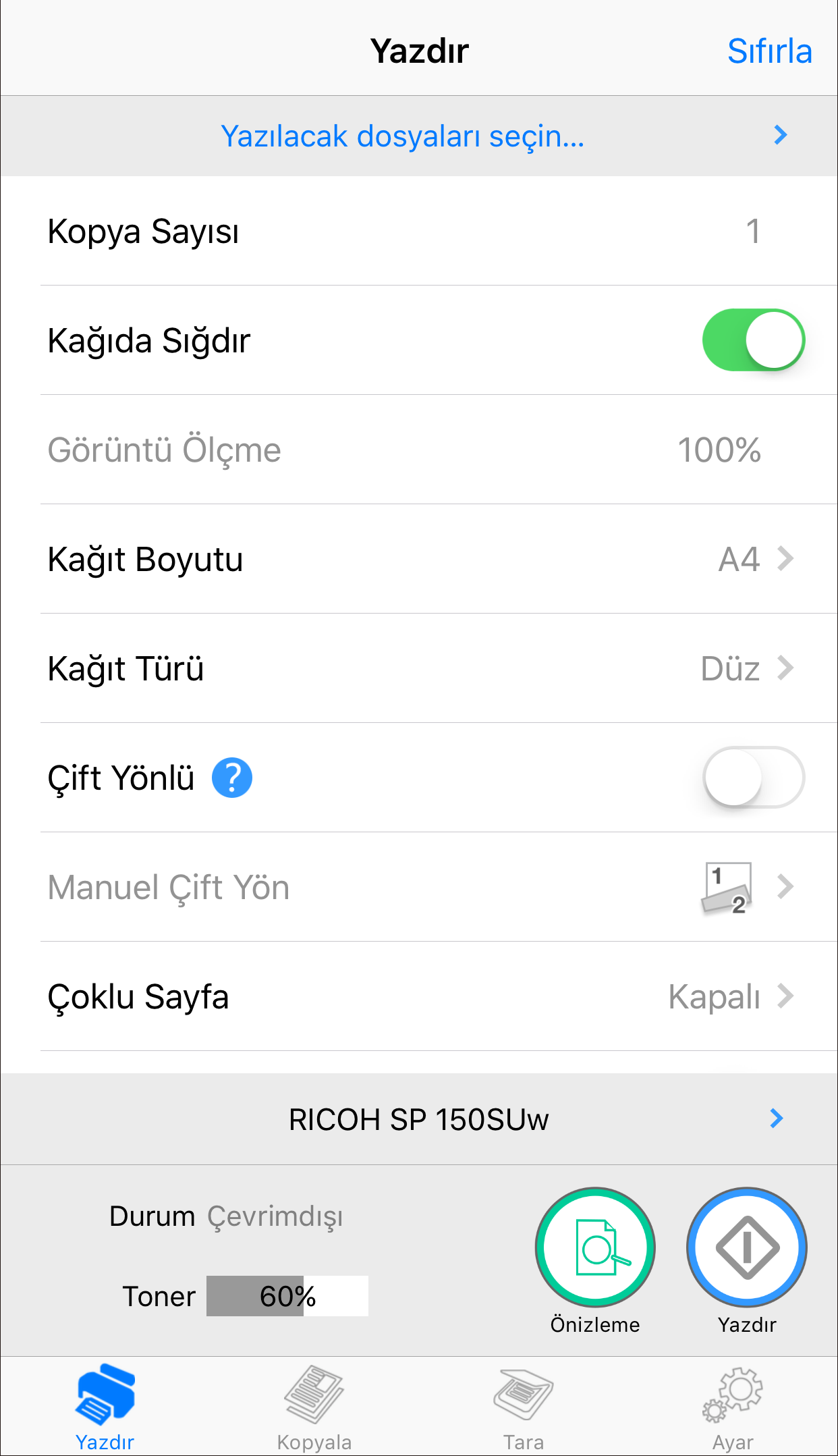 4. Android/iOS sürümü Yazdır Normal Yazdırma 1. Dosya seçim sayfasını girmek için [Yazılacak dosyaları seçin ]'e tıklayın. 2. Dosya seçim sayfasında yazdırmak istediğiniz bir dosya seçin. 3.