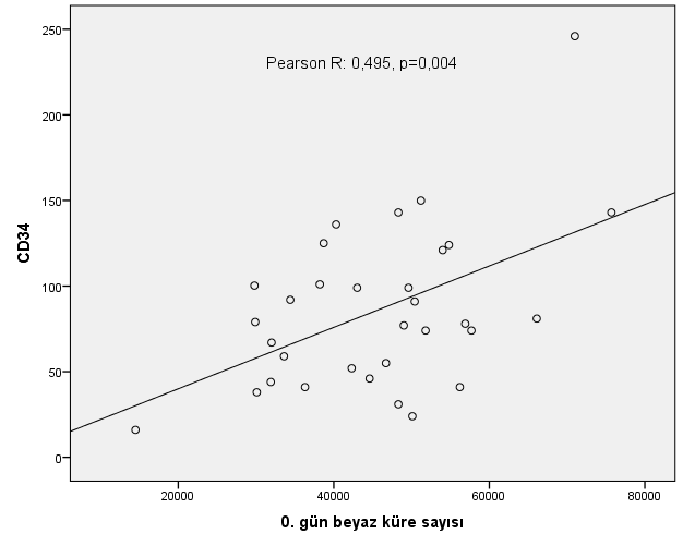 olarak anlamlı, orta düzeyde ve pozitif yönde ilişkisi olduğu görüldü (Pearson R: 0,495, p=0,004) (Şekil 4.7).