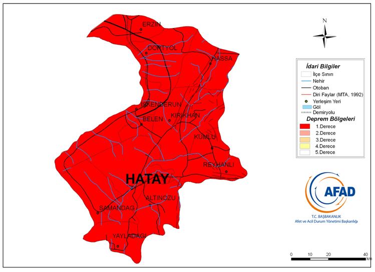 Şekil 2.2 Hatay İli nin Deprem Bölgeleri Haritası ndaki konumu İVME DEĞERLERİ İskenderun Körfezi Depremi (Mw: 4.