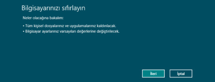 WINDOWS GERİ YÜKLEME VE SIFIRLAMA Adım 6: Son adım olarak Yenile butonu tıklanır. Adım 7: Bu işlem birkaç dakika sürebilir. İşlem tamamlandığında Windows Başlangıç ekranı açılacaktır.