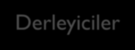 Derleyiciler COBOL COBOL650 COBOLD TINY COBOL Java GNU Compiler Java Edition IBM Jikes Sun Microsystem JDK C# MS.NET C# Compiler C/C++ Borland C++ Compiler 5.