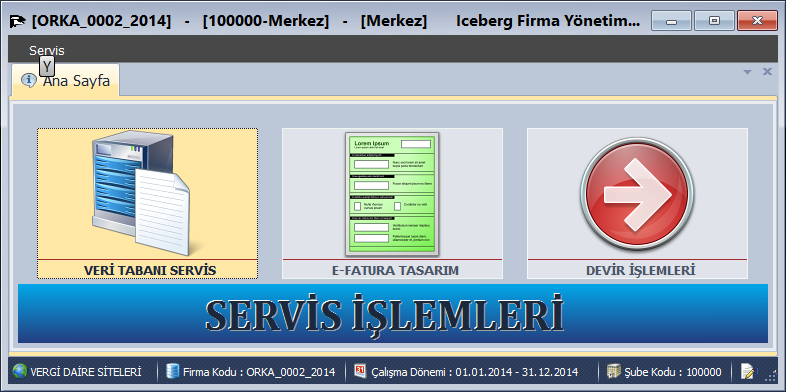 Bilgileri SERVİS EKRANI: Veri Tabanları Servis