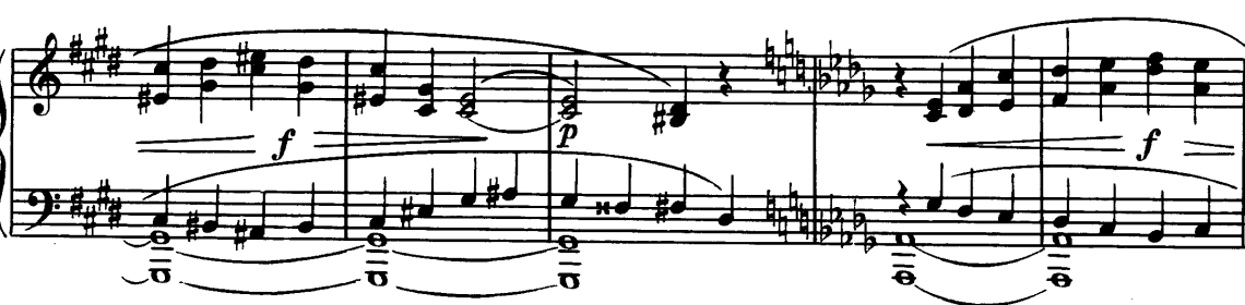 180 3.3.24.2 Pyotr Ilyich Tchaikovsky Op. 80 Posth. Piyano Sonatı Birinci Bölümü Gelişme Kısmına Yönelik Armonik Buluşlar Nota 3.3.24.2 de görülen örnekte gelişme kısmının sonundaki kesit ele alınmıştır.