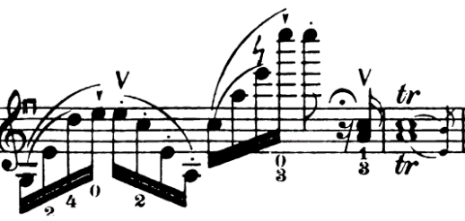 14 Kapris No:4 Le Staccato Kapris No:4 Le Staccato nun Sağ ve Sol El Teknikleri Yönünden İncelenmesi Bu kapris sağ ve sol teknikleri bakımından incelendiğinde, sağ elde iterek ve çekerek bağlı