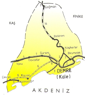 19 1. DEMRE ( MYRA) : Demre her zaman Likya nın en önemli şehirlerinden birisi olarak bilinmiştir. Demre nin Antik Çağdaki adı Myra idi.