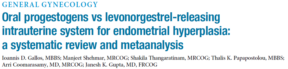 Endometriyal hiperplazide etkinlik 24 çalışma 1001 hasta (2010) Basit hiperplazide başarı açısından fark yok (%89 vs %96) Kompleks hiperplazi LNG RİS daha etkin (%66 vs %92) Atipili hiperplazi LNG