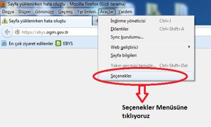 Mozilla Firefox tarayıcısında sekmenin yanındaki boş kısımda Mouse un sağ tuşuna tıklayarak aşağıdaki resimde görüldüğü gibi