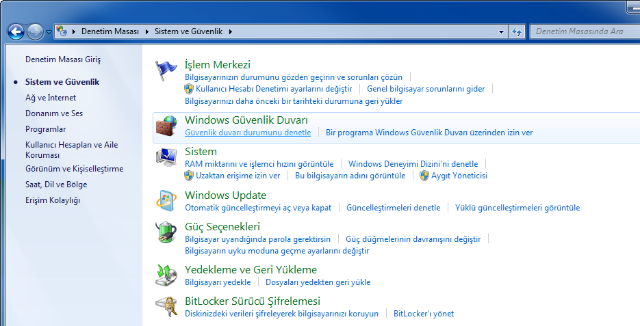 Temel İşlemler Windows Güvenlik Duvarının Yapılandırılması (Windows 7 için) Dosyaların ve yazıcıların paylaşımına izin verir ve SMB iletimi için kullanılan bağlantı noktasını ayarlar.