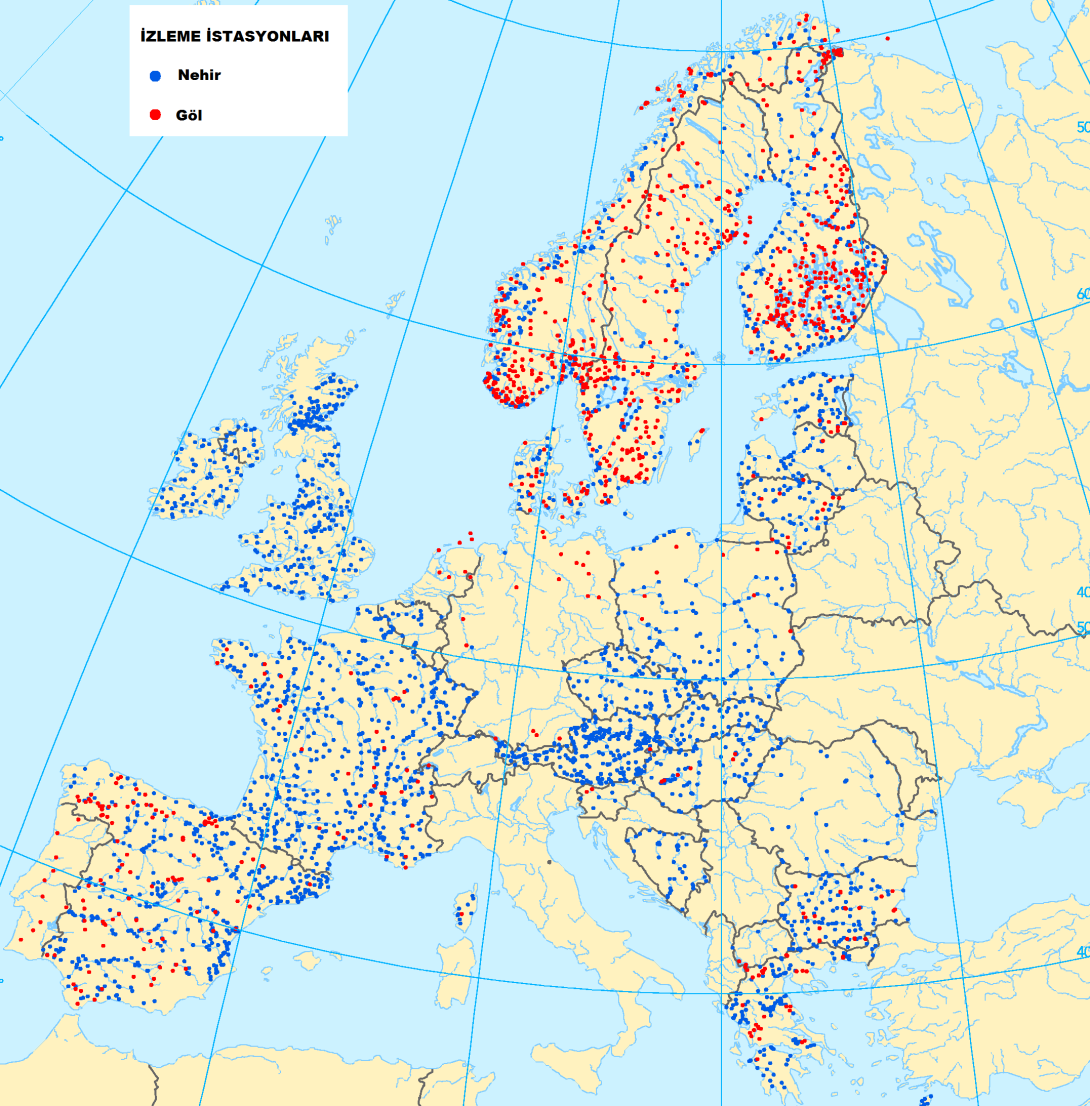 Şekil 22. Avrupa Ülkelerindeki İzleme Noktaları Haritası 3.4.5.