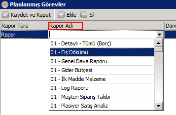 12. Profiler Planlanmış Görevler Rapor Listesi Profiler Yardımcı Araçlar Planlanmış Görevler