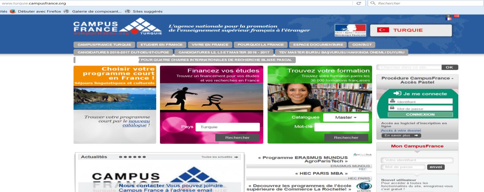 I. CAMPUS FRANCE SİTESİNE KAYIT Sitenin ana sayfasına giriniz ve «Campus France prosedürünüzü başlatmak ve numaranızı almak için hemen kayıt olun!