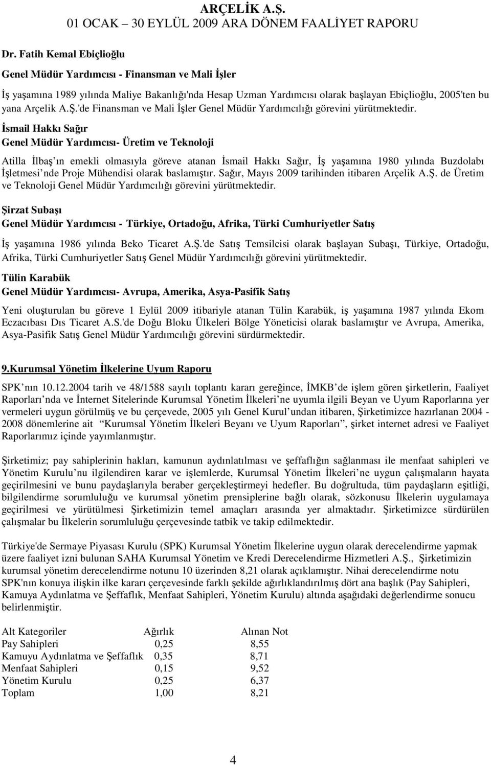 Đsmail Hakkı Sağır Genel Müdür Yardımcısı- Üretim ve Teknoloji Atilla Đlbaş ın emekli olmasıyla göreve atanan Đsmail Hakkı Sağır, Đş yaşamına 1980 yılında Buzdolabı Đşletmesi nde Proje Mühendisi