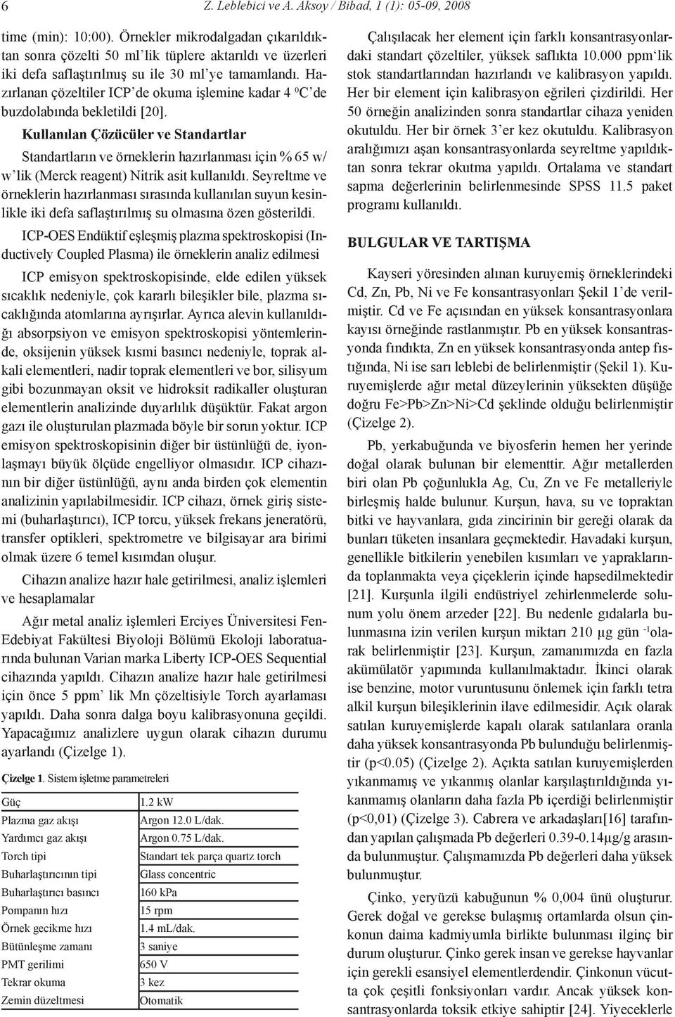 Hazırlanan çözeltiler ICP de okuma işlemine kadar C de buzdolabında bekletildi [].