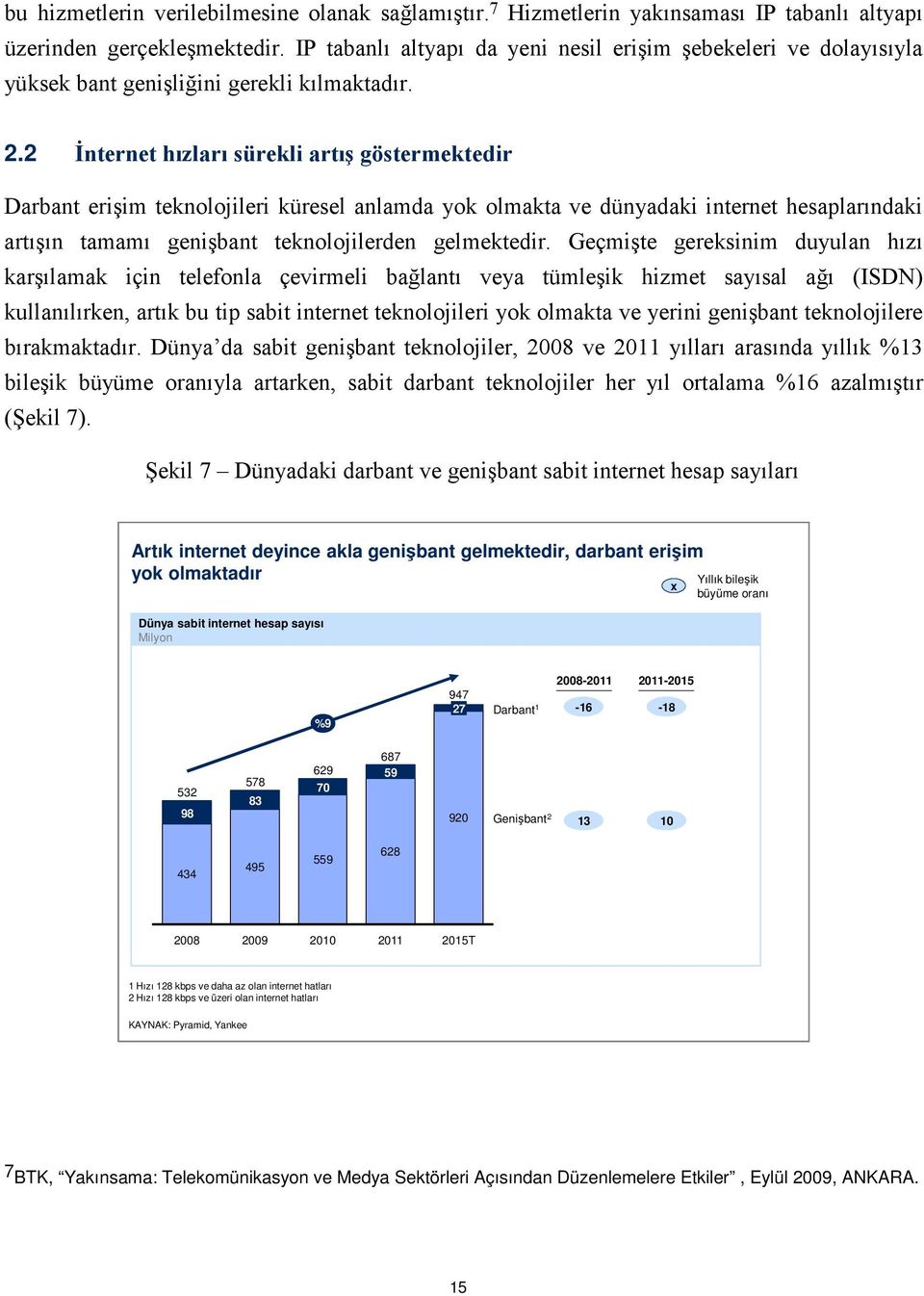 2 İnternet hızları sürekli artış göstermektedir Darbant erişim teknolojileri küresel anlamda yok olmakta ve dünyadaki internet hesaplarındaki artışın tamamı genişbant teknolojilerden gelmektedir.