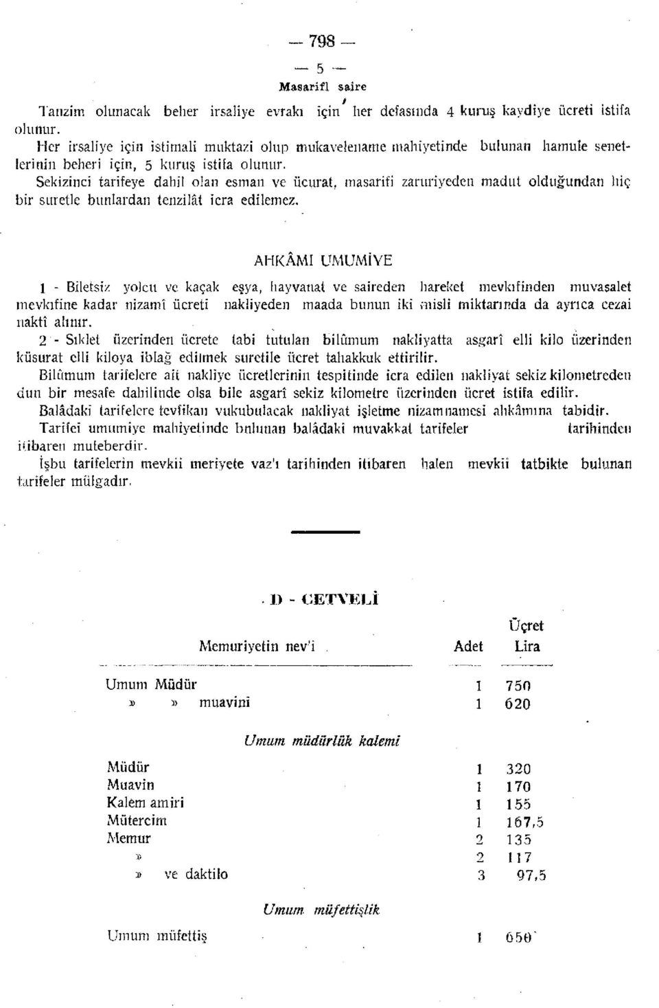 Sekizinci tarifeye dahil olan esman ve ücurat, masarifi zaruriyeden madtıt olduğundan hiç bir suretle bunlardan tenzilât icra edilemez.