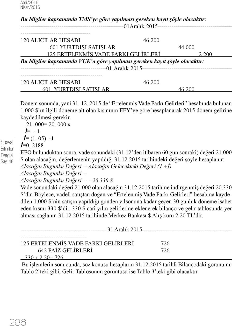 200 Bu bilgiler kapsamında VUK a göre yapılması gereken kayıt şöyle olacaktır: --------------------------------------------01 Aralık 2015----------------------------------------------