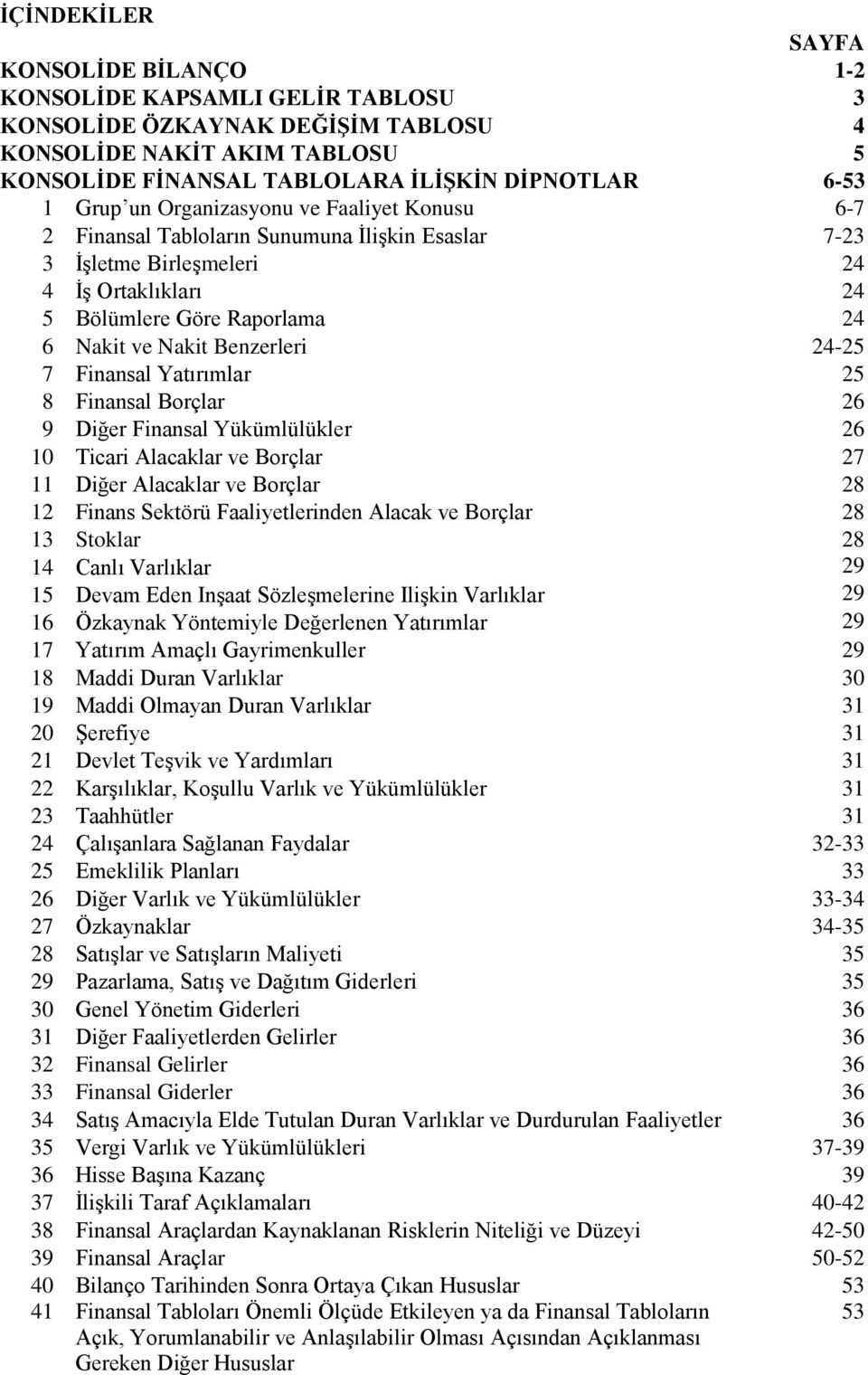 Benzerleri 24-25 7 Finansal Yatırımlar 25 8 Finansal Borçlar 26 9 Diğer Finansal Yükümlülükler 26 10 Ticari Alacaklar ve Borçlar 27 11 Diğer Alacaklar ve Borçlar 28 12 Finans Sektörü Faaliyetlerinden