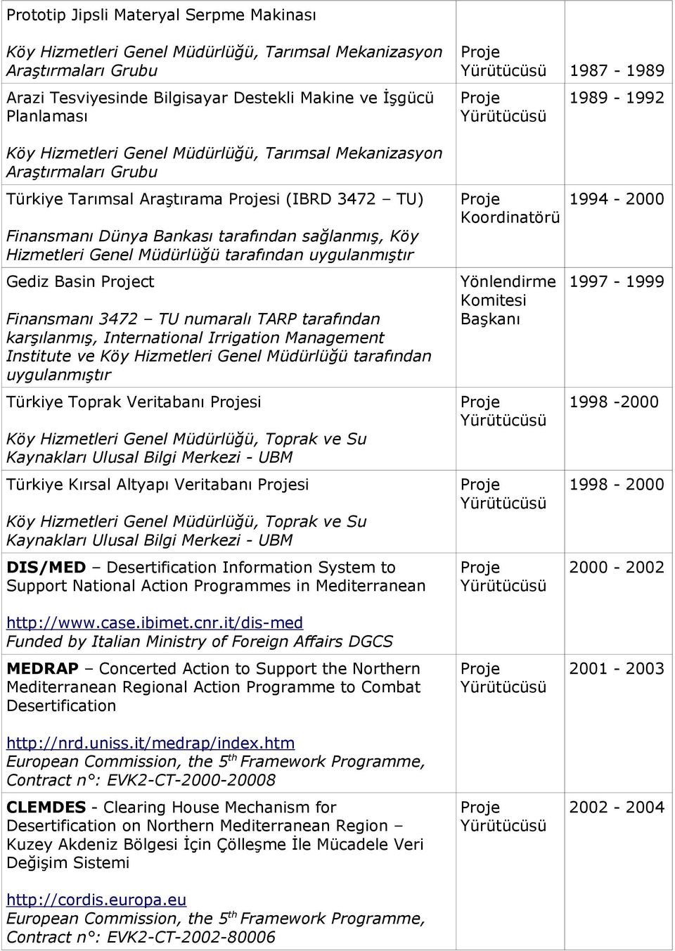 uygulanmıştır Gediz Basin ct Finansmanı 3472 TU numaralı TARP tarafından karşılanmış, International Irrigation Management Institute ve Köy Hizmetleri Genel Müdürlüğü tarafından uygulanmıştır Türkiye