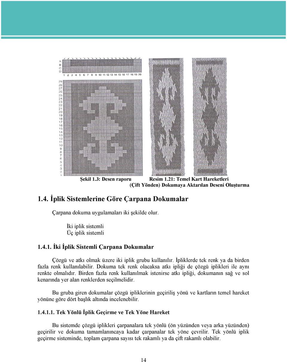 4.1. İki İplik Sistemli Çarpana Dokumalar Çözgü ve atkı olmak üzere iki iplik grubu kullanılır. İpliklerde tek renk ya da birden fazla renk kullanılabilir.