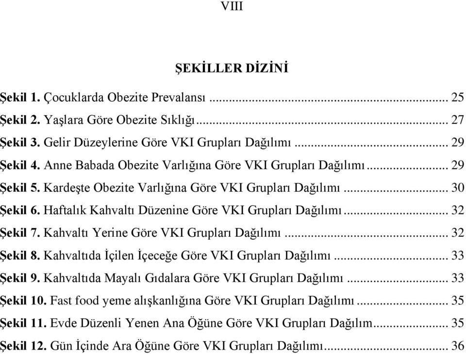 .. 32 ġekil 7. Kahvaltı Yerine Göre VKI Grupları Dağılımı... 32 ġekil 8. Kahvaltıda Ġçilen Ġçeceğe Göre VKI Grupları Dağılımı... 33 ġekil 9. Kahvaltıda Mayalı Gıdalara Göre VKI Grupları Dağılımı.