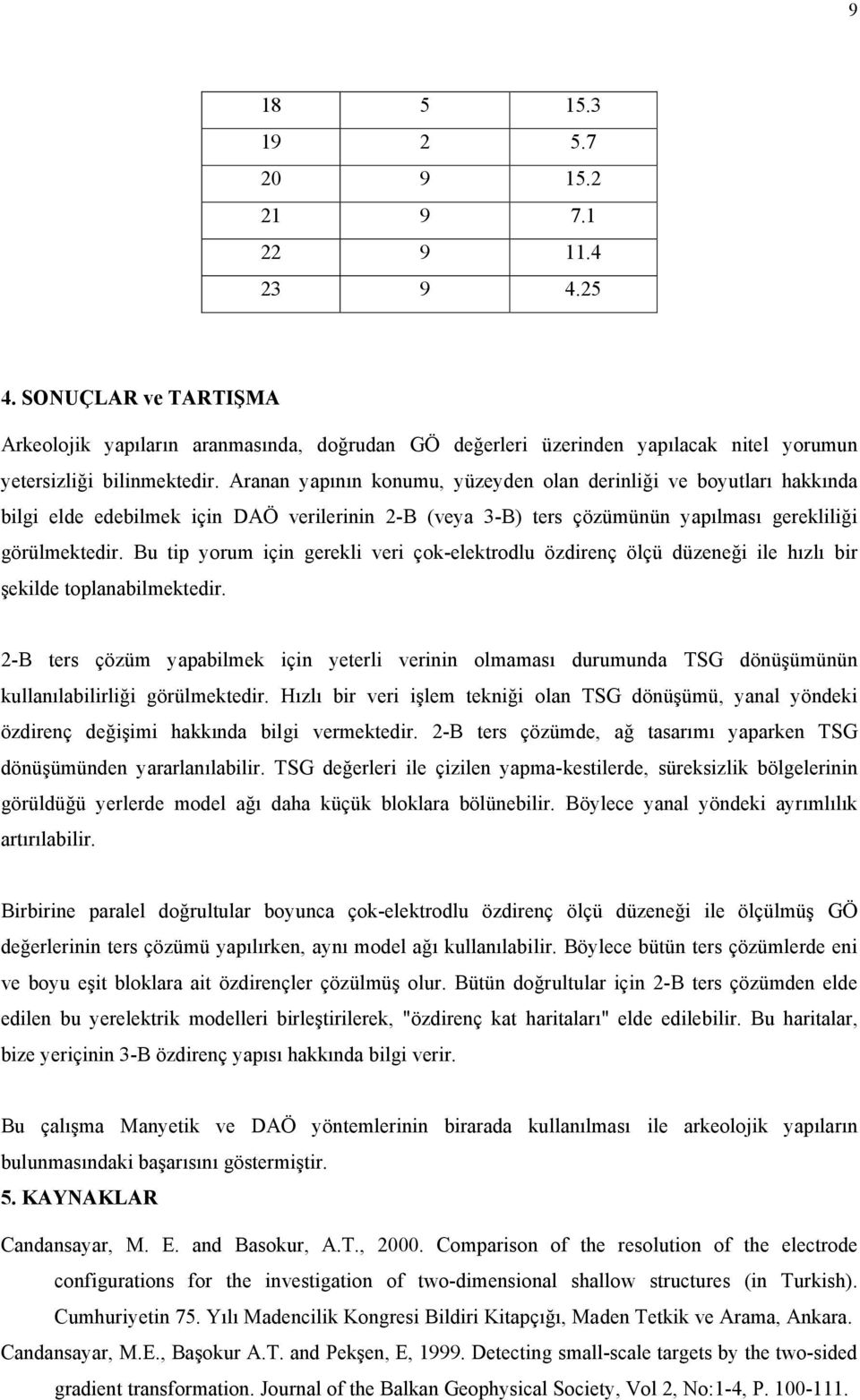 Bu tip yorum için gerekli veri çok-elektrodlu özdirenç ölçü düzeneği ile hızlı bir şekilde toplanabilmektedir.