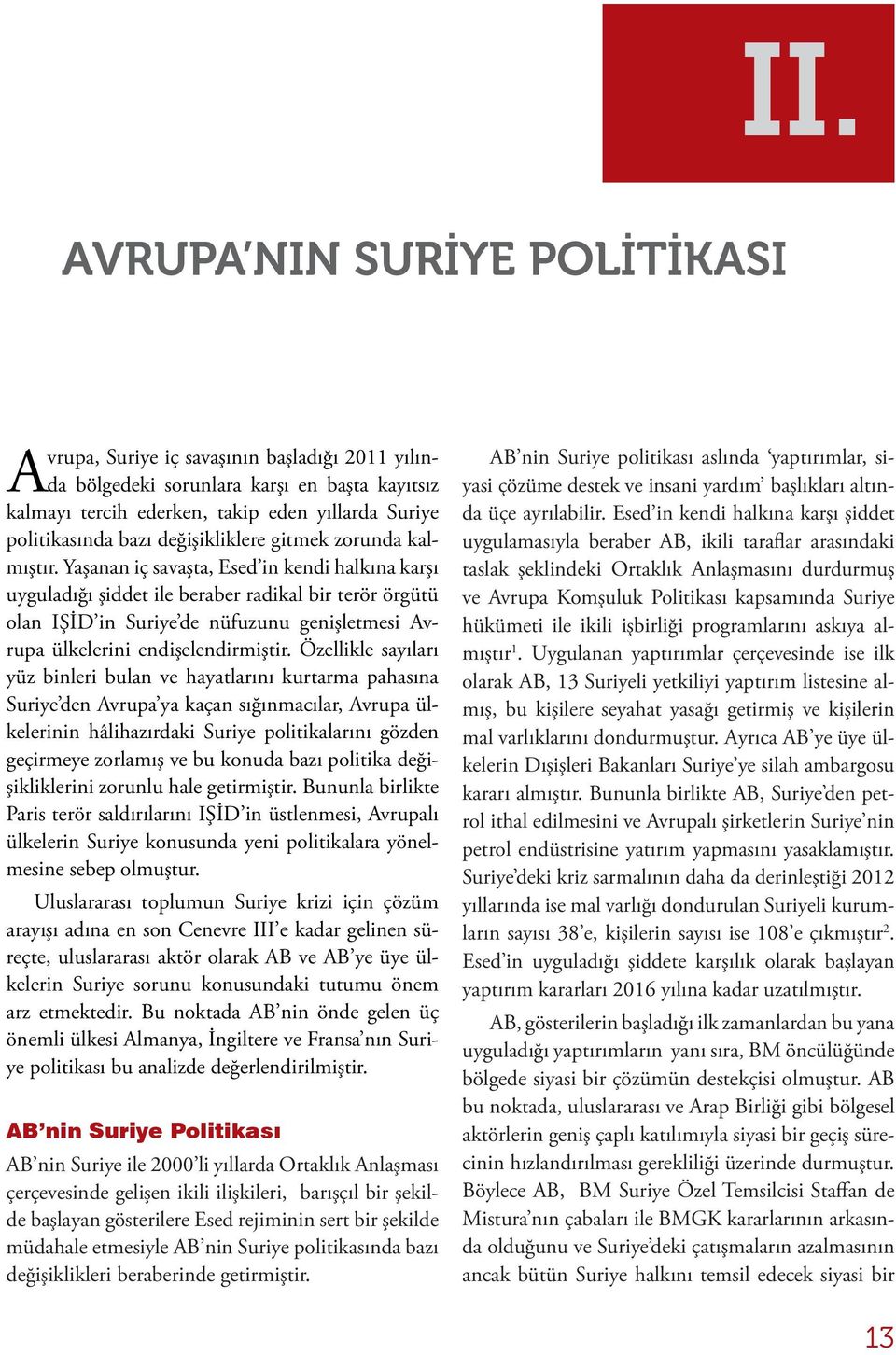 Yaşanan iç savaşta, Esed in kendi halkına karşı uyguladığı şiddet ile beraber radikal bir terör örgütü olan IŞİD in Suriye de nüfuzunu genişletmesi Avrupa ülkelerini endişelendirmiştir.