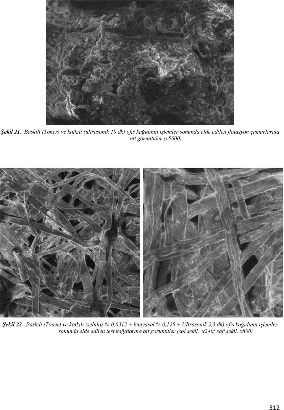edilen flotasyon çamurlarına ait görüntüler (x5000) Şekil 22.