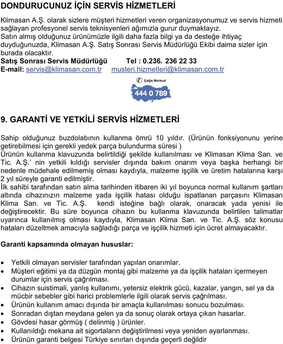 hizmetleri@klimasan.com.tr 9.