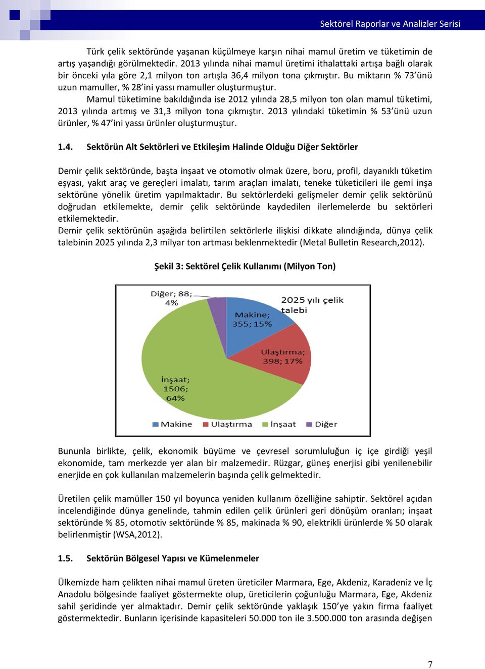 Bu miktarın Belge % Başlığı 73 ünü uzun mamuller, % 28 ini yassı mamuller oluşturmuştur.