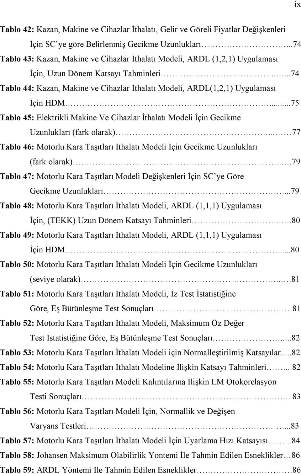 ....74 Tablo 44: Kazan, Makine ve Cihazlar İhalaı Modeli, ARDL(1,2,1) Uygulaması İçin HDM...75 Tablo 45: Elekrikli Makine Ve Cihazlar İhalaı Modeli İçin Gecikme Uzunlukları (fark olarak).