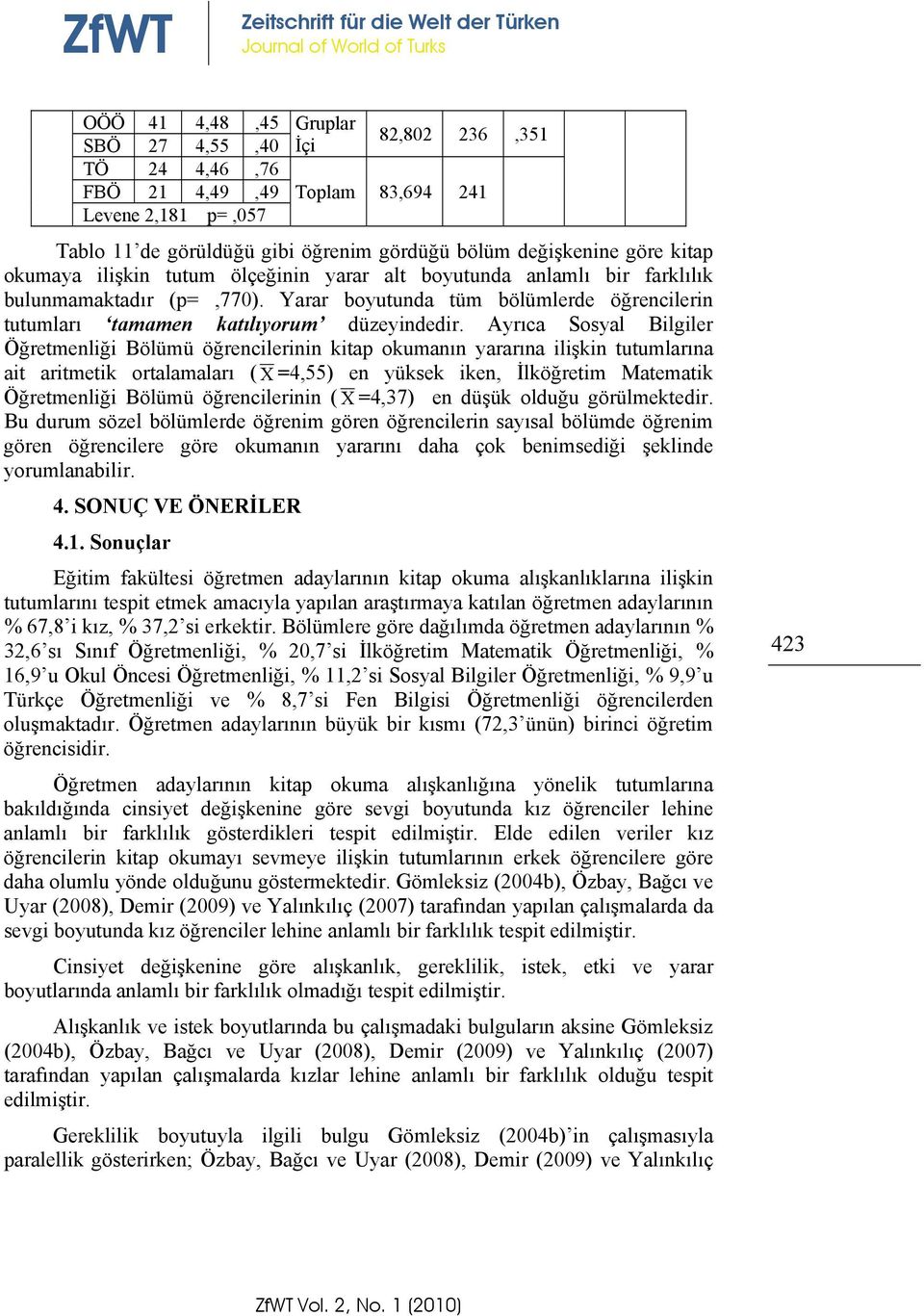 Yarar boyutunda tüm bölümlerde öğrencilerin tutumları tamamen katılıyorum düzeyindedir.