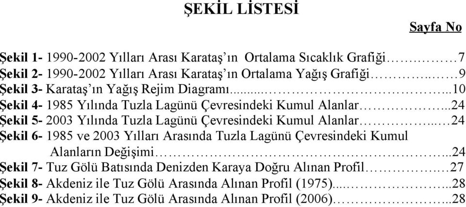 ..24 Şekil 5-2003 Yılında Tuzla Lagünü Çevresindeki Kumul Alanlar... 24 Şekil 6-1985 ve 2003 Yılları Arasında Tuzla Lagünü Çevresindeki Kumul Alanların Değişimi.