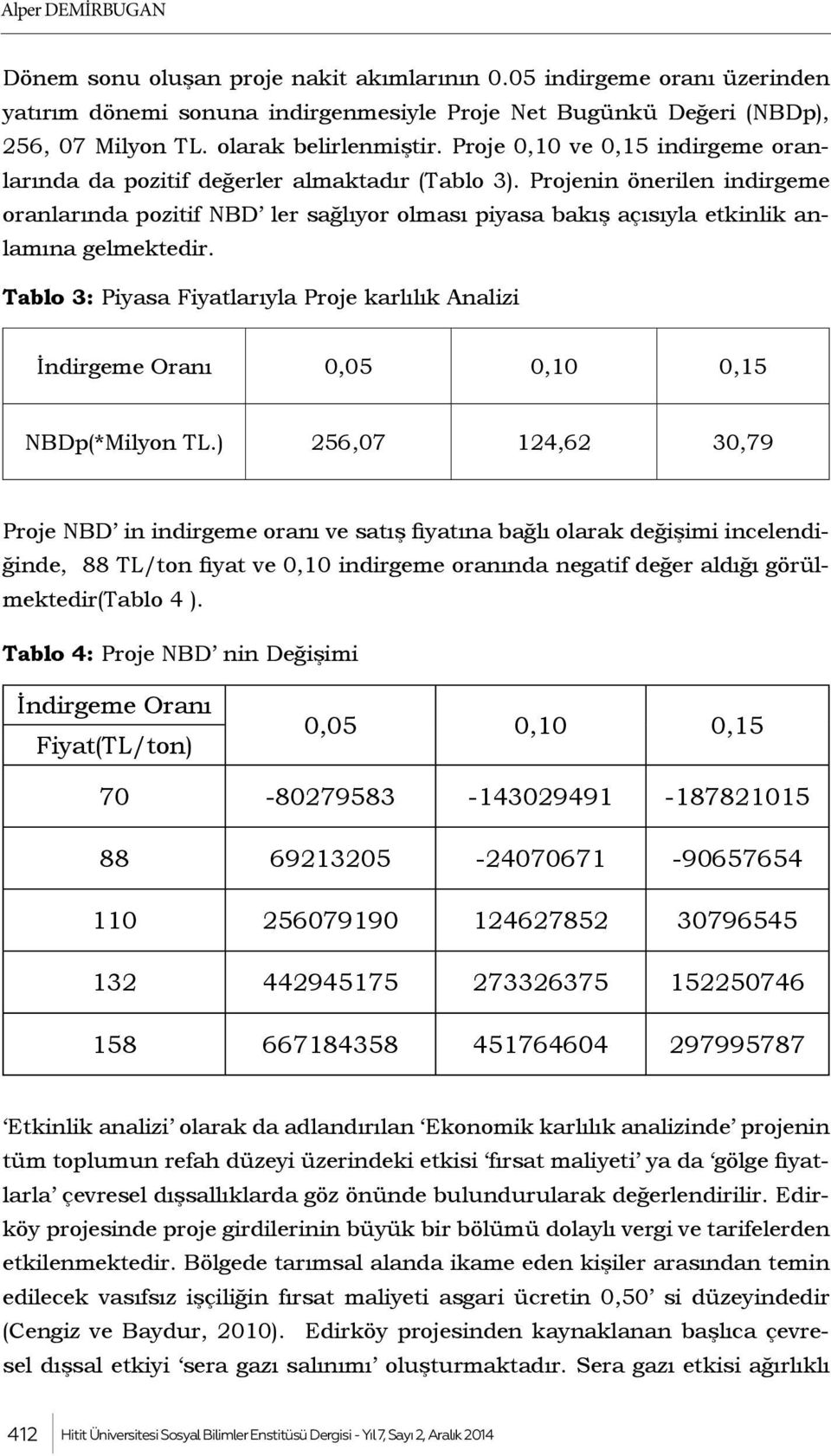 Projenin önerilen indirgeme oranlarında pozitif NBD ler sağlıyor olması piyasa bakış açısıyla etkinlik anlamına gelmektedir.