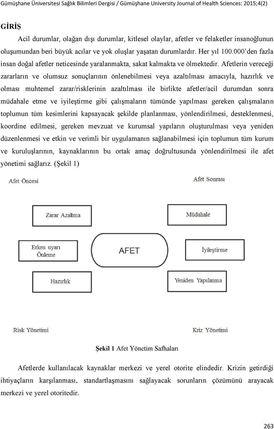 Afetlerin vereceği zararların ve olumsuz sonuçlarının önlenebilmesi veya azaltılması amacıyla, hazırlık ve olması muhtemel zarar risklerinin azaltılması ile birlikte afetler acil durumdan sonra