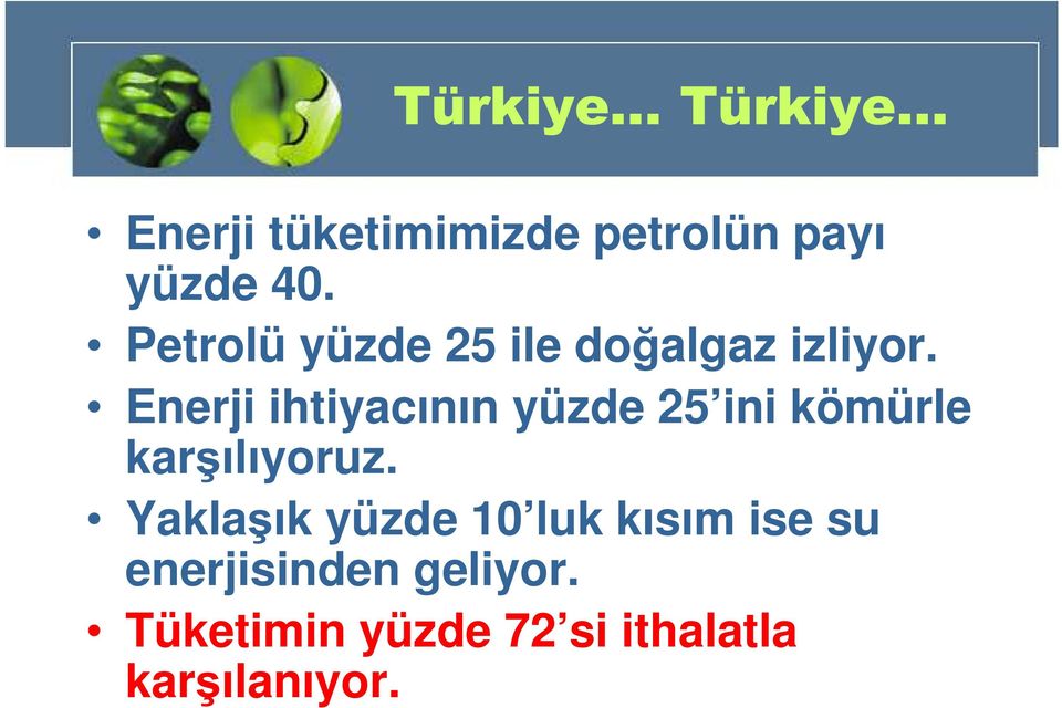 Enerji ihtiyacının yüzde 25 ini kömürle karşılıyoruz.