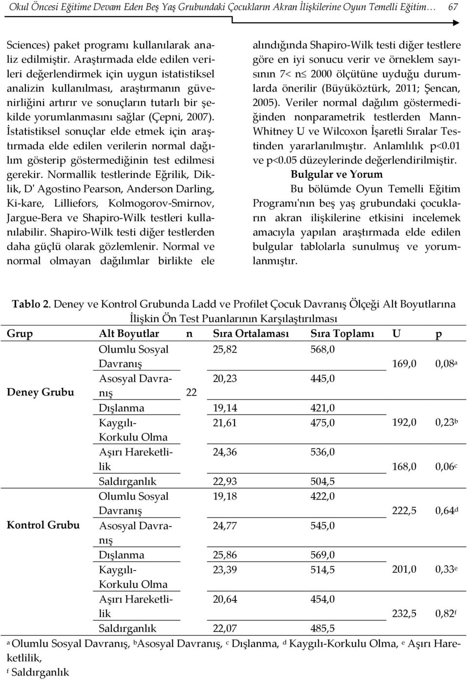 2007). İstatistiksel sonuçlar elde etmek için araştırmada elde edilen verilerin normal dağılım gösterip göstermediğinin test edilmesi gerekir.