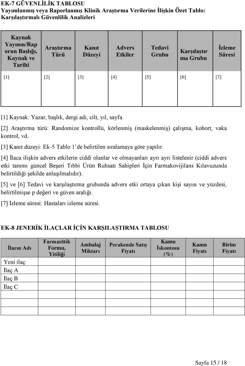 [2] Araştırma türü: Randomize kontrollü, körlenmiş (maskelenmiş) çalışma, kohort, vaka kontrol, vd. [3] Kanıt düzeyi: Ek-5 Tablo 1 de belirtilen sıralamaya göre yapılır.