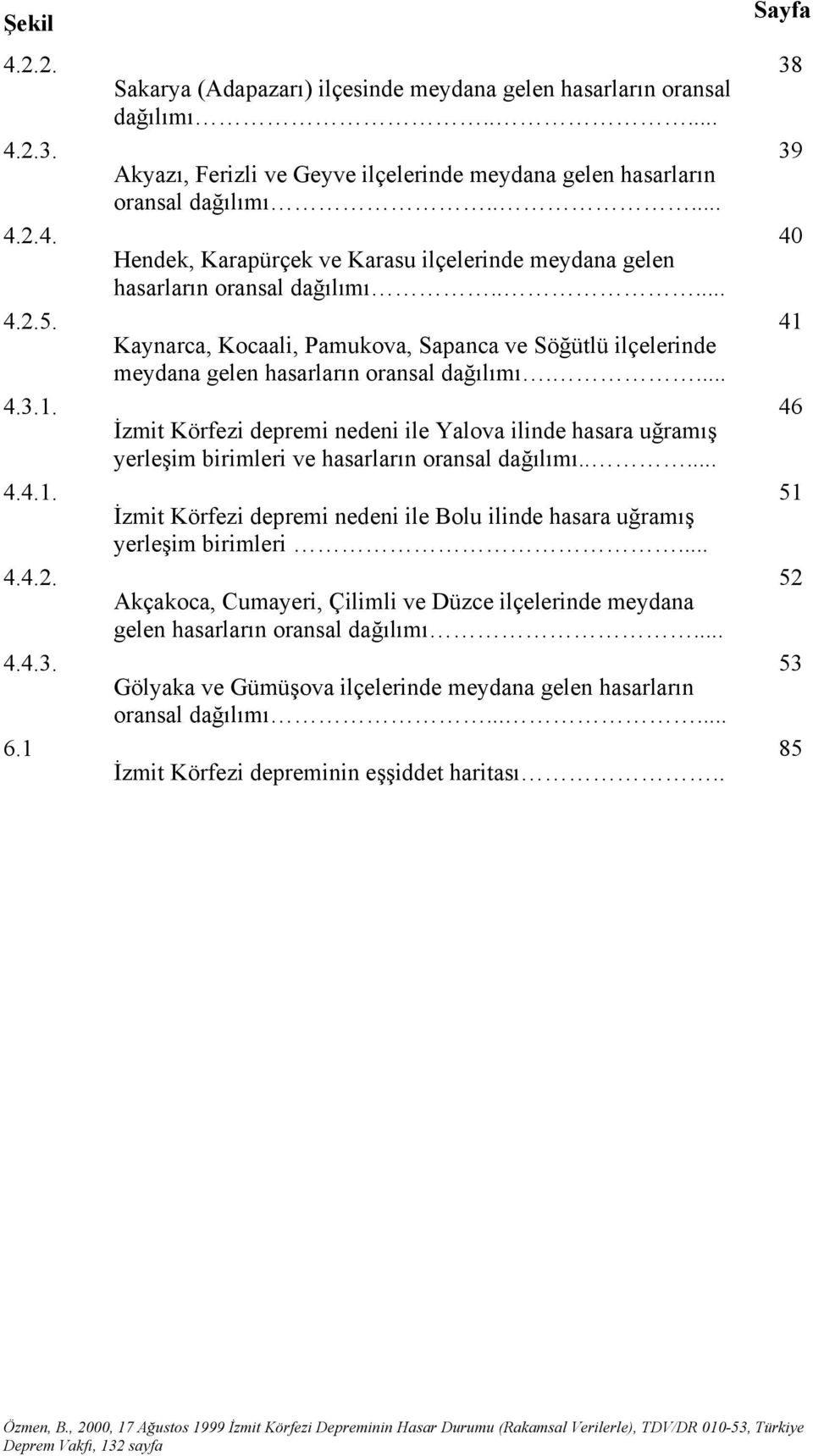 .... Kaynarca, Kocaali, Pamukova, Sapanca ve Söğütlü ilçelerinde meydana gelen hasarların oransal dağılımı.