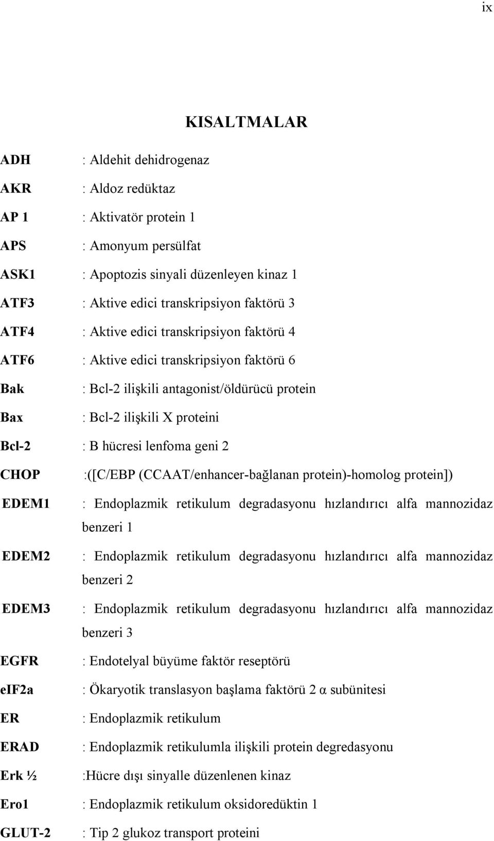 lenfoma geni 2 CHOP EDEM1 EDEM2 EDEM3 EGFR eif2a ER ERAD Erk ½ :([C/EBP (CCAAT/enhancer-bağlanan protein)-homolog protein]) : Endoplazmik retikulum degradasyonu hızlandırıcı alfa mannozidaz benzeri 1